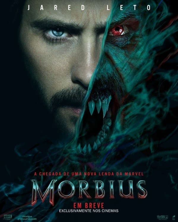 Pôster oficial de &#039;Morbius&#039;, estrelado por Jared Leto - Imagem: Reprodução