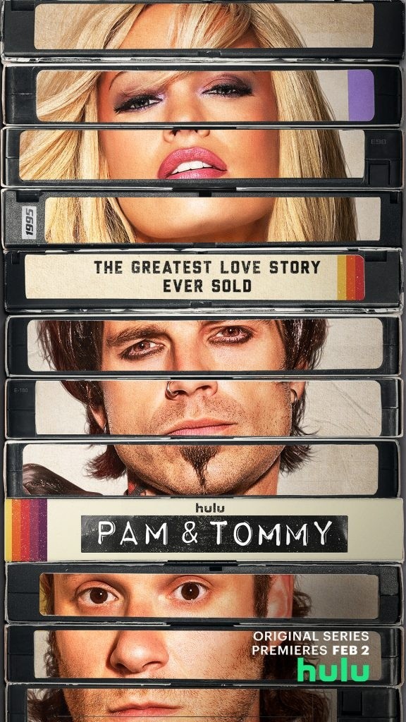 Primeiro pôster oficial de &#039;Pam & Tommy&#039;, nova minissérie estrelada por Lily James e Sebastian Stan - Imagem: Reprodução