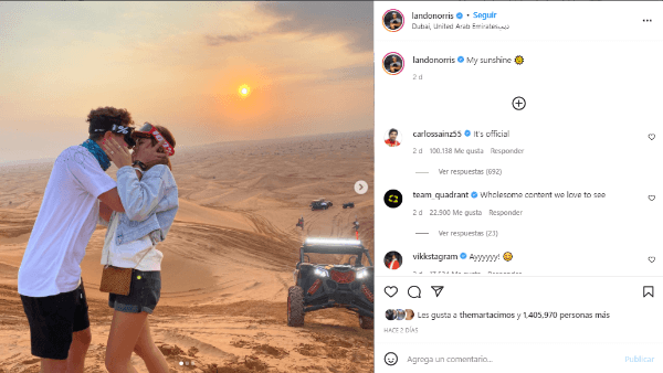 Captura de Instagram @Landonorris