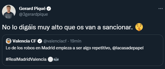 Los mensajes de Piqué y Valencia por el penal de Real Madrid (Twitter @3gerardpique)