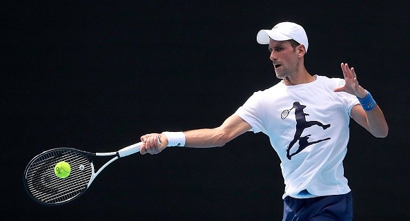 Djokovic treinando nesta terça-feira. Créditos: Getty Images