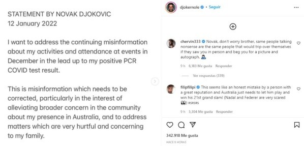 Fuente: Instagram Novak Djokovic (@djokernole)