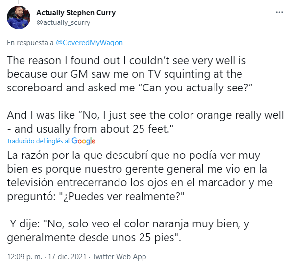 Stephen Curry confesó problema de visión (Foto: @actually_scurry)
