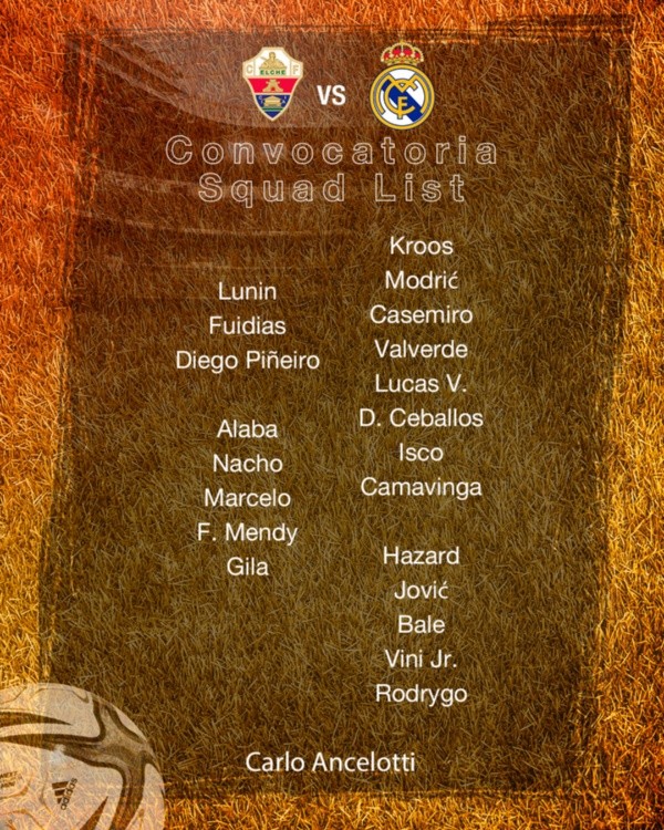Convocatoria de Real Madrid para enfrentar a Elche por Copa del Rey