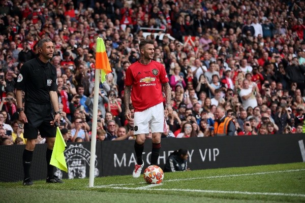 David Beckham en un juego de leyendas del Manchester United