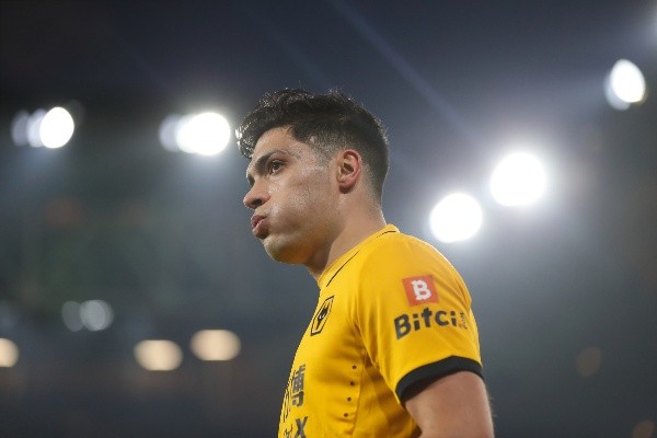 WOLVERHAMPTON, ENGLAND - JANUARY 15: Raul Jimenez of Wolverhampton Wanderers during the Premier League match between Wolverhampton Wanderers and Southampton at Molineux on January 15, 2022 in Wolverhampton, England. (Photo by James Williamson - AMA/Getty Images)-Not Released (NR) EDITORIAL USE ONLY. No use with unauthorized audio, video, data, fixture lists, club/league logos or 'live' services. Online in-match use limited to 120 images, no video emulation. No use in betting, games or single club/league/player pub