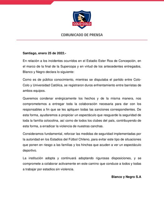 Comunicado de Blanco y Negro