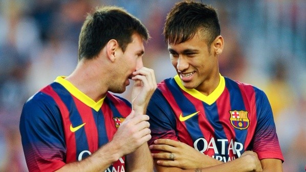 Messi y Neymar en agosto de 2013 jugando para Barcelona (Getty Images)