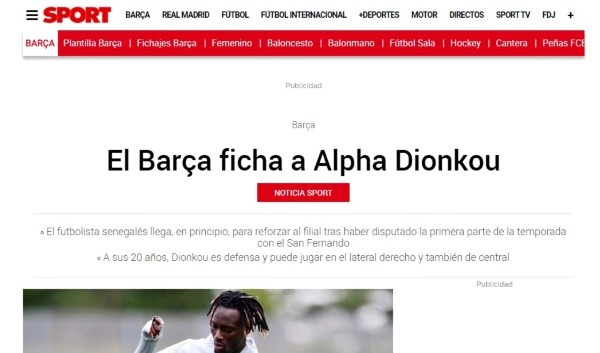 Alpha Diankou, la nueva joya que quiere Barcelona para el filial (Sport)