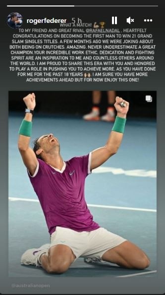 Fuente: Instagram Oficial Roger Federer (@rogerfederer)