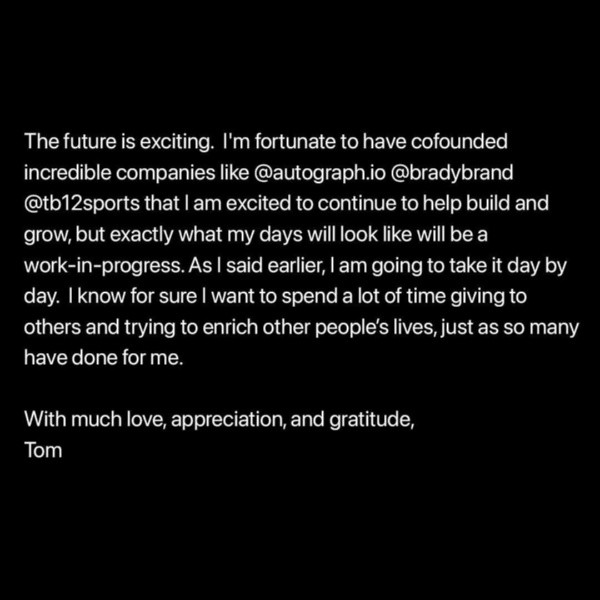 El comunicado oficializando su retiro de NFL (@Tom Brady)