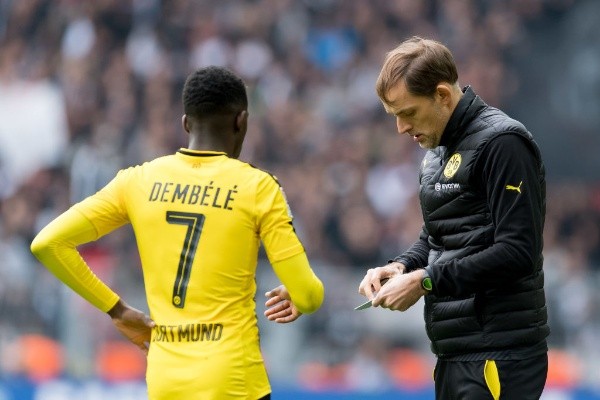 Tuchel y Dembélé en Borussia Dortmund. (Getty)
