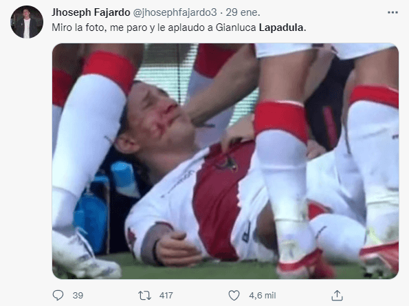 Así terminó Lapadula el partido contra Colombia.