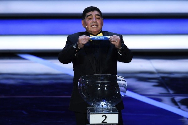 Diego Maradona en el sorteo de Rusia 2018. (Getty)