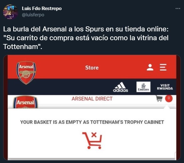 La burla de Arsenal a Tottenham en su web oficial