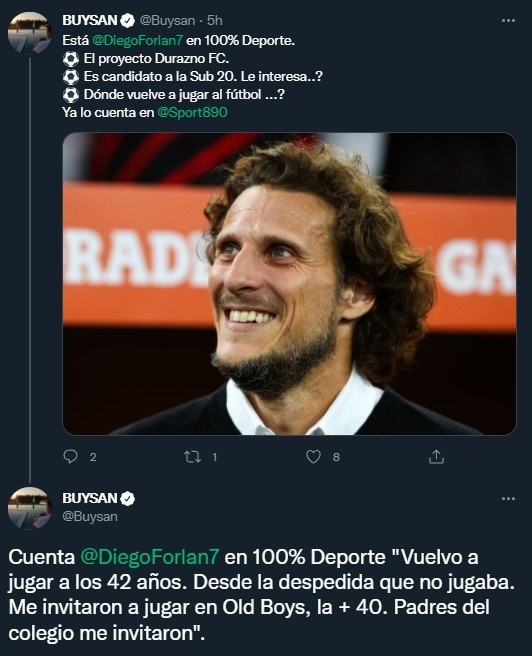 Forlán confirmó que vuelve a jugar