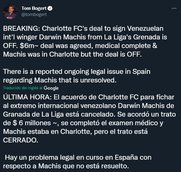 Machís no llegará a la MLS