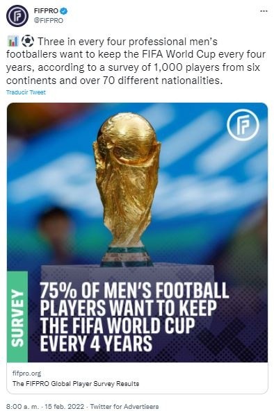 Fuente: Twitter Oficial FIFPRO (@FIFPRO)