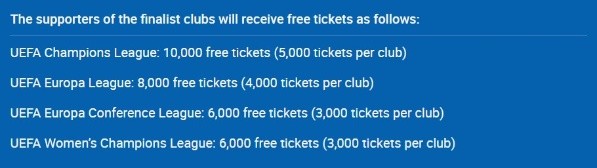 UEFA otorga entradas gratis para las finales de sus competencias (UEFA)