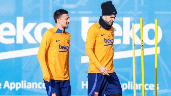 Clément Lenglet y Gerard Piqué, entrenamiento de Barcelona