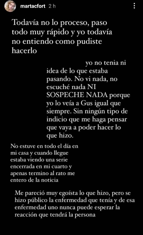 El posteo de Marta Fort en las redes sociales (foto: captura).