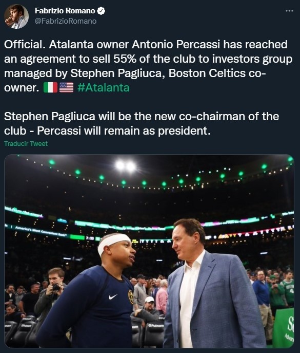 El acuerdo oficial por la venta de Atalanta, tuit de Fabrizio Romano