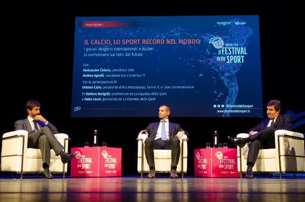 Ceferin y Agnelli en un foro debate pasado