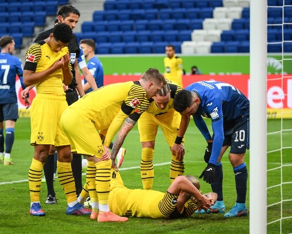 Erling Haaland lesionado ante Hoffenhein (Getty)