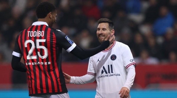 Lionel Messi y Jean-Clair Todibo, en un duelo PSG vs Niza