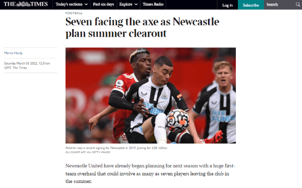 The Times destaca a Almirón como uno de los que se irá de Newcastle