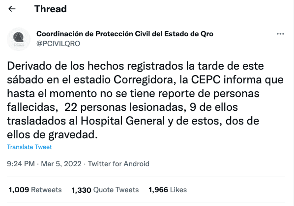 Tuit Coordinación Protección Civil Querétaro