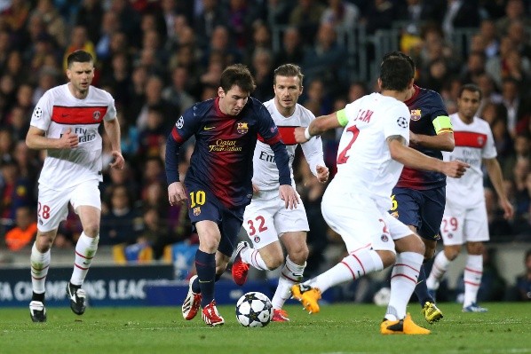 Messi superando a Beckham en PSG