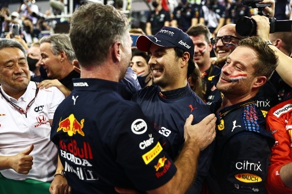 Christian Horner y Sergio Pérez se abrazan en Abu Dabi (Getty Images)