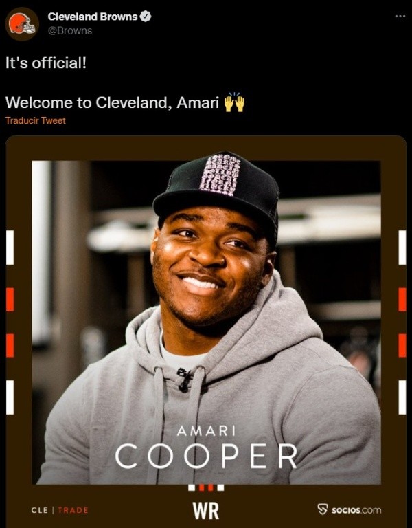 Así presentaron los Browns a Amari Cooper. (@Browns)
