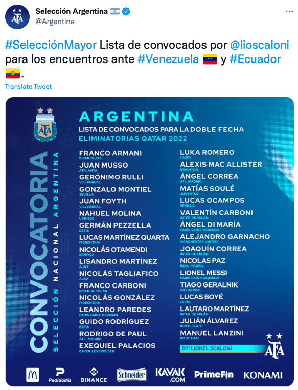 Argentina National Team, Qualfiers