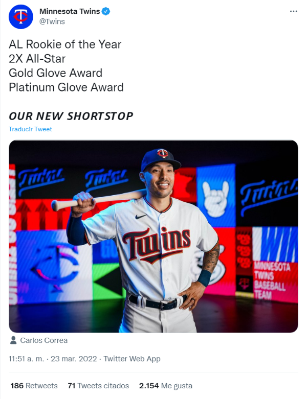 Minnesota Twins - AL Rookie of the Year 2X All-Star Gold