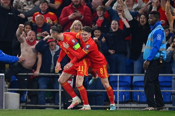 Celebración de Bale con Gales. Getty.