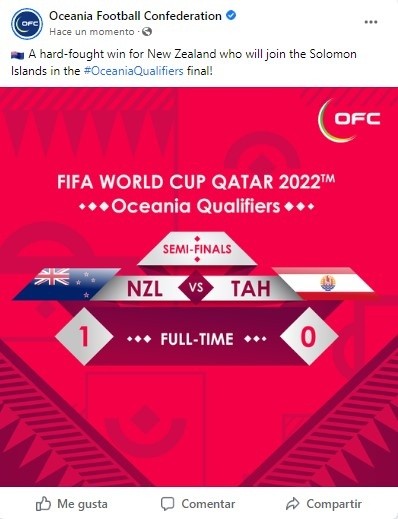 Fuente: Facebook OFC (OFCfootball)