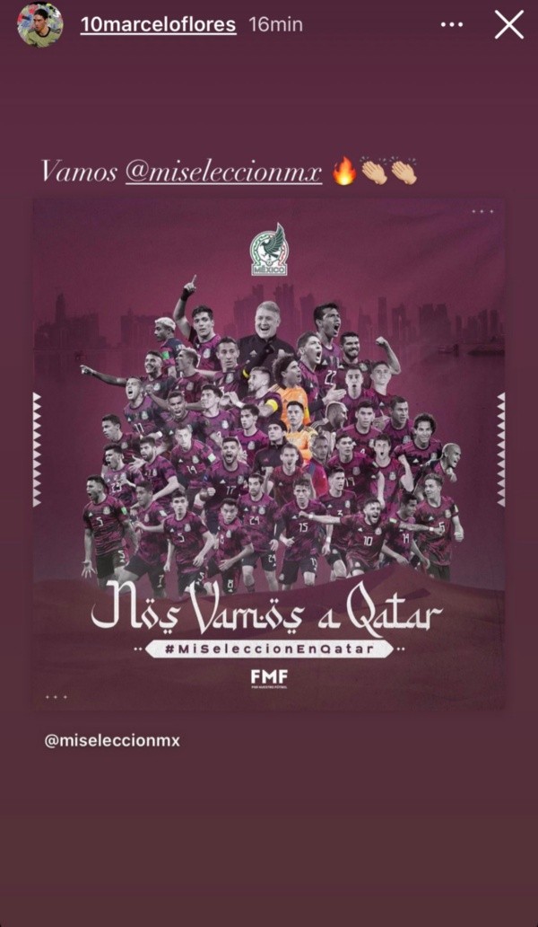 Historia en Instagram de Marcelo Flores (@10marceloflores)