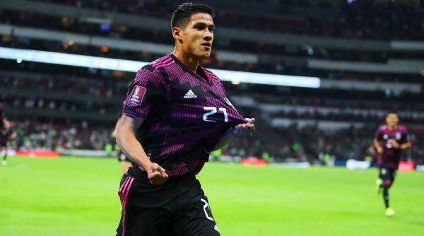 Ciudad de Mexico, 30 de marzo de 2022. Uriel Antuna en festejo de gol, durante el partido del octagonal final de la Concacaf rumbo a Qatar 2022, entre la Selección Nacional de Mexico y la selección de El Salvador, celebrado en el estadio Azteca. Foto: Imago7/Alejandra Suárez