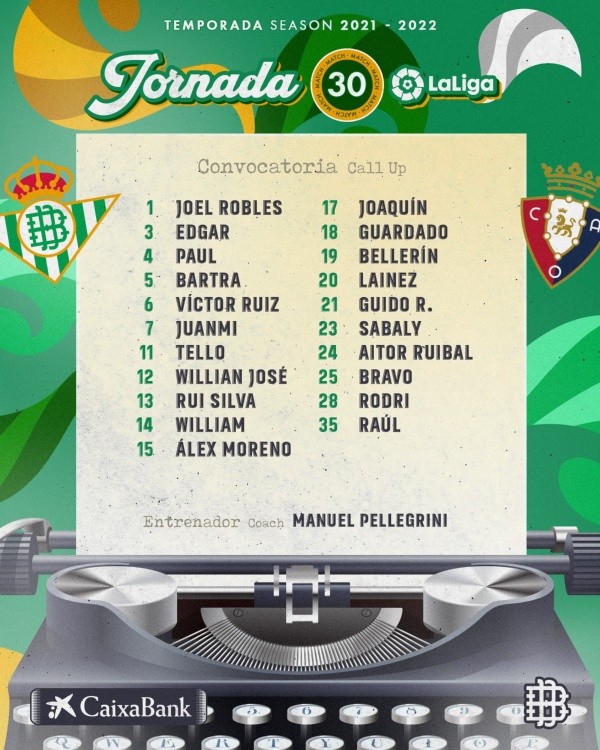 Foto: Twitter oficial de Real Betis.