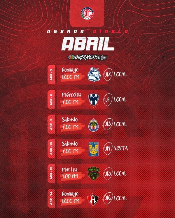 Foto: Twitter oficial de Toluca.