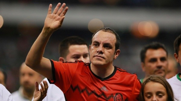 MEXICO CITY, MEXICO - MAY 28:  Cuauhtemoc Blanco of Mexico receives a tribute for his career as a Mexico National Team Player during a FIFA friendly match between Mexico and Israel ahead the beginning of the FIFA World Cup Brazil 2014 at Azteca Stadium on May 28, 2014 in Mexico City, Mexico. (Photo by Hector Vivas/LatinContent/Getty Images)-Not Released (NR)