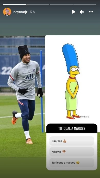Neymar se comparó con Marge Simpson (Instagram @neymarjr)