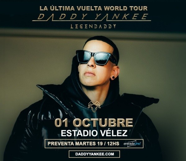 Daddy Yankee se presentará el 1° de octubre en Argentina.
