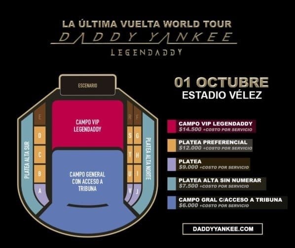 Los precios de las entradas para su show en Argentina.