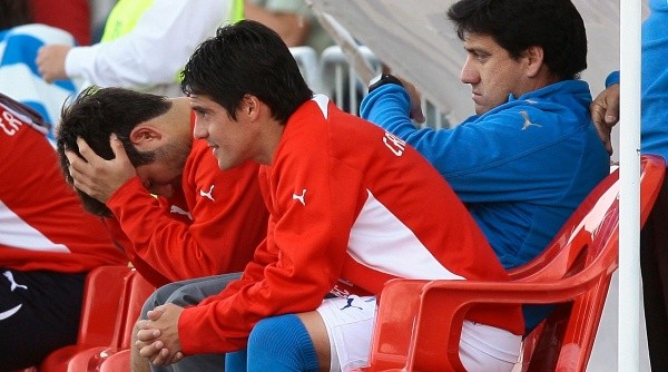 26 de MAYO de 2013/ ARICA Carlos villanueva se lamenta tras perder una ocasion de gol, durante el partido valido por la decimoseptima fecha del Campeonato Petrobras Temporada 2013, entre San Marcos de Arica vs Universidad Catolica, disputado en el Estadio Carlos Dittbornl FOTO: OSVALDO VILLARROEL / AGENCIAUNO