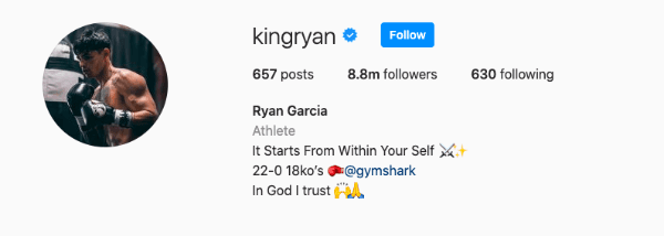 Ryan Garcia. (Instagram: kingryan)