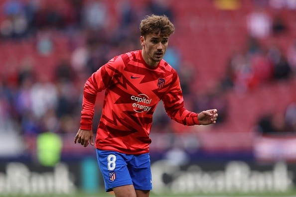 Griezmann en calentamiento con Atlético. Getty.