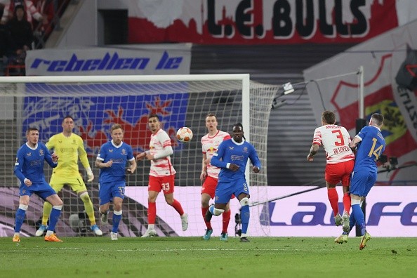 Momento del gol de Leipzig. Getty.